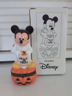 Disney October Halloween Mickey Mouse Hinged Porcelain Trinket Box